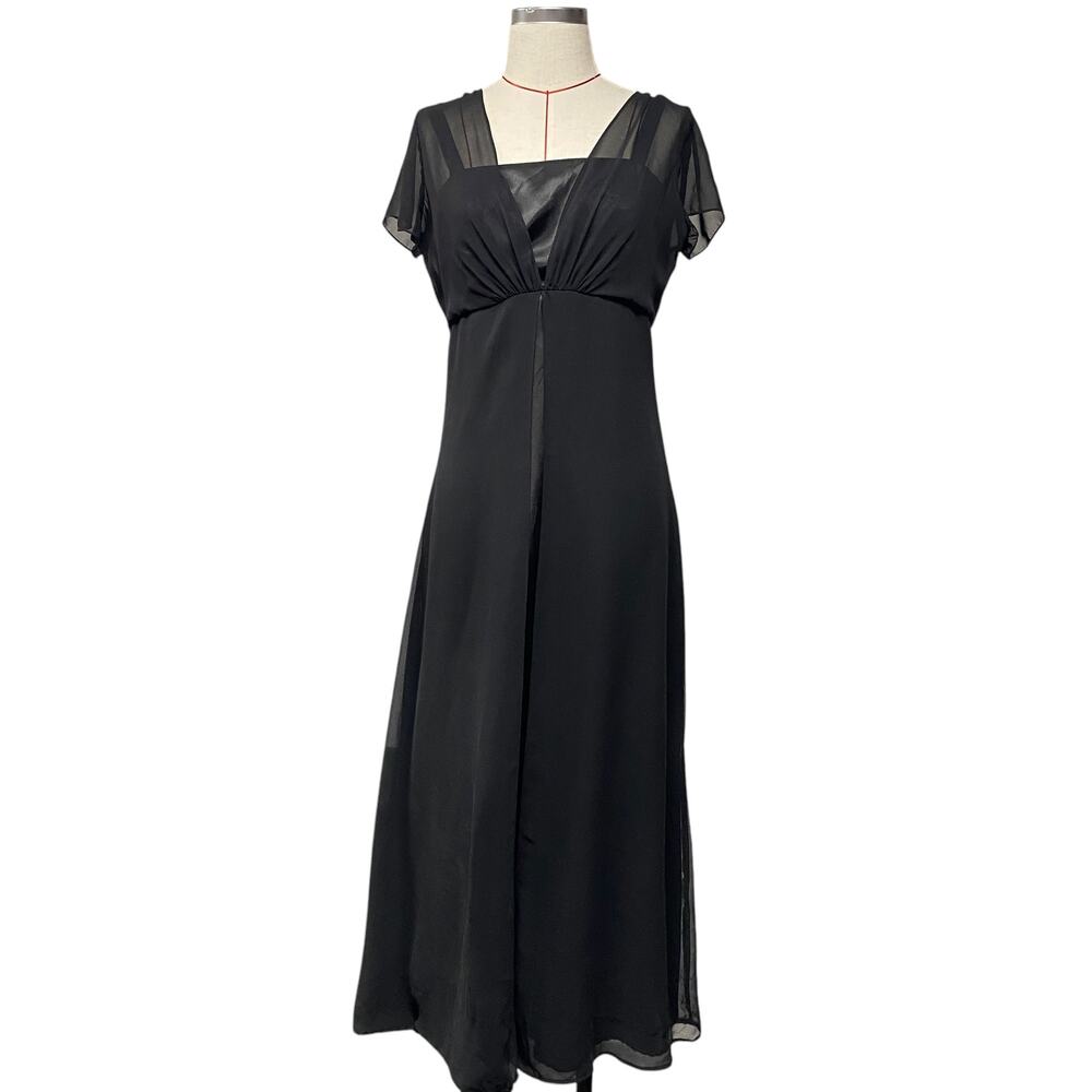 Stage Accents Womens Size 8 Black Short Sleeve Long Dress